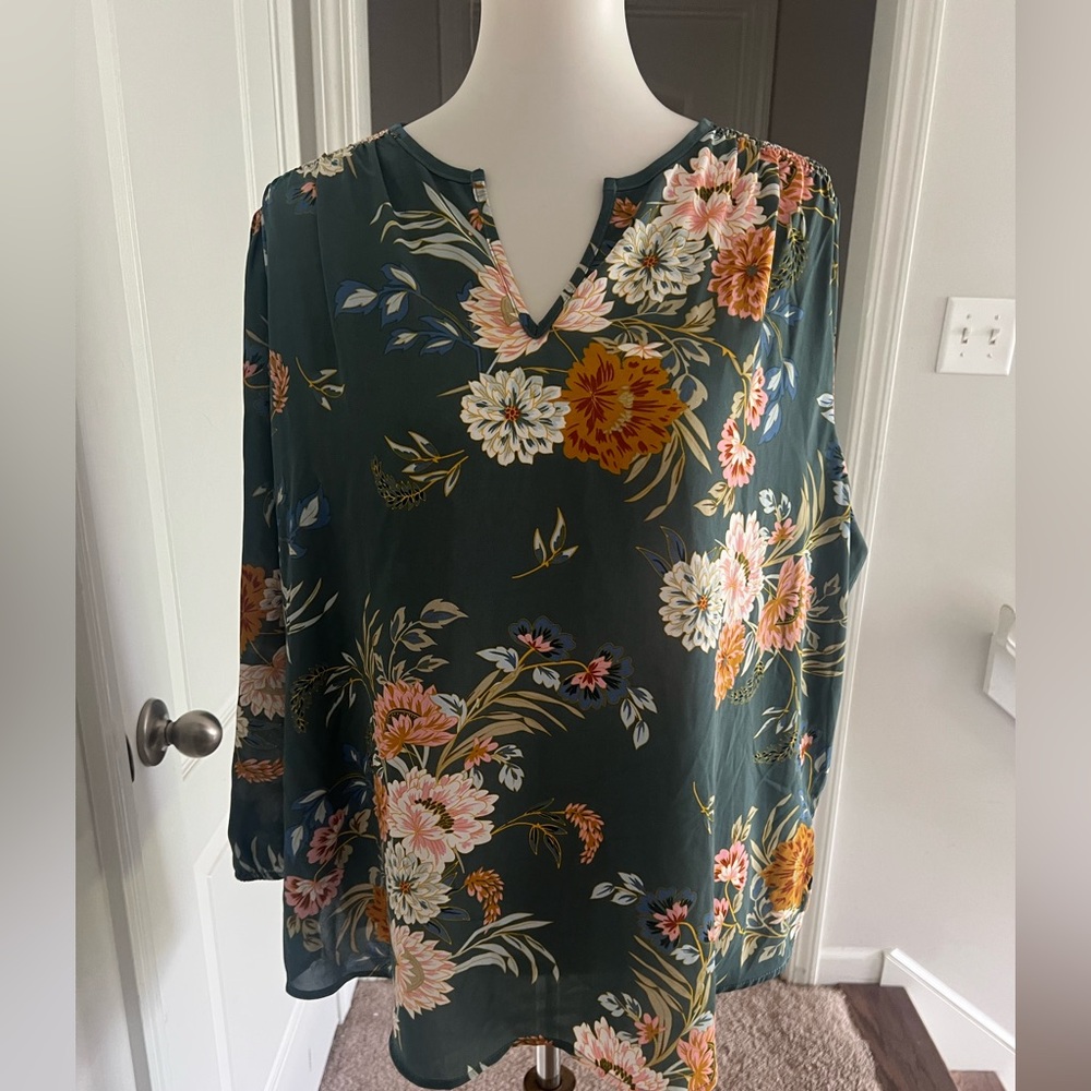 Kinny Split Neck Smocked Shoulder Blouse